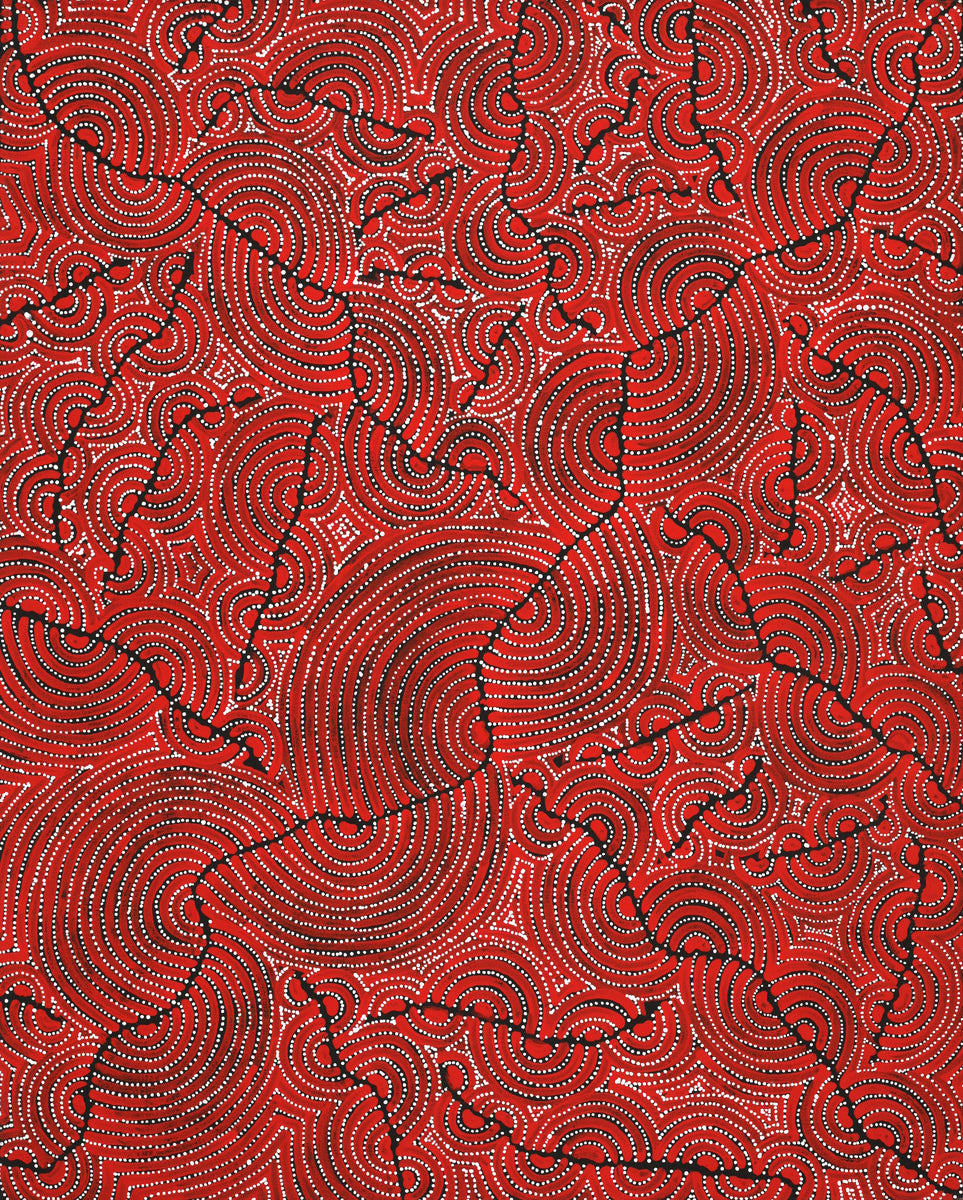 Aboriginal Artwork by Christine Nakamarra Curtis, Mina Mina Jukurrpa, 76x61cm