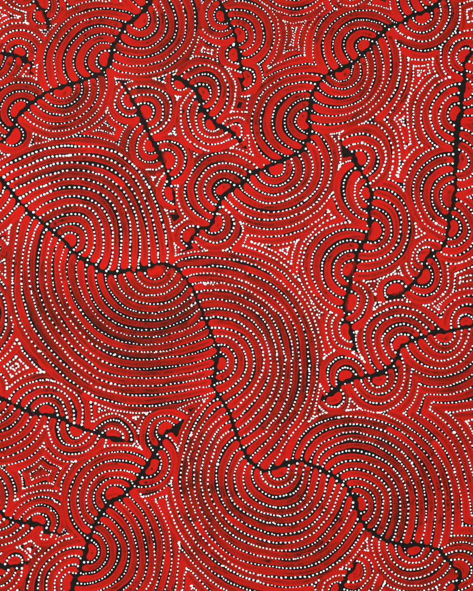 Aboriginal Artwork by Christine Nakamarra Curtis, Mina Mina Jukurrpa, 76x61cm