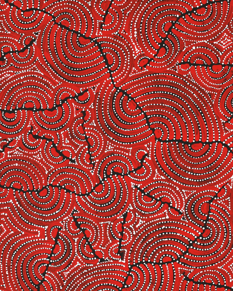 Aboriginal Artwork by Christine Nakamarra Curtis, Mina Mina Jukurrpa, 76x61cm