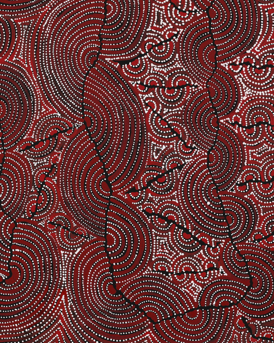 Aboriginal Artwork by Christine Nakamarra Curtis, Mina Mina Jukurrpa, 91x76cm