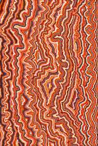 Aboriginal Artwork by Christine Nakamarra Curtis, Mina Mina Jukurrpa, 91x61cm