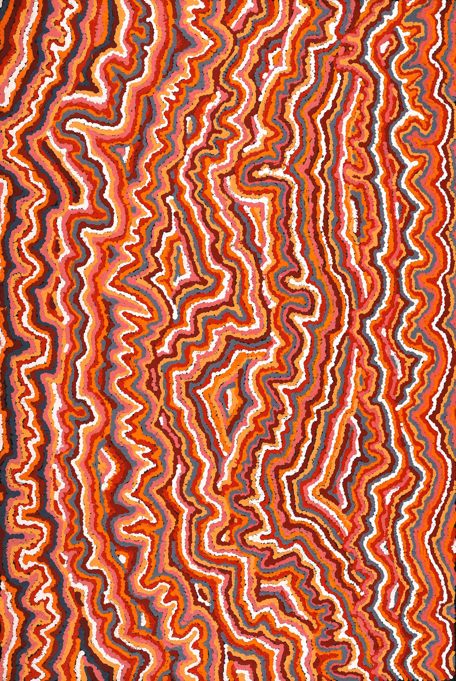 Aboriginal Artwork by Christine Nakamarra Curtis, Mina Mina Jukurrpa, 91x61cm