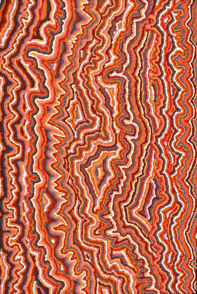 Aboriginal Artwork by Christine Nakamarra Curtis, Mina Mina Jukurrpa, 91x61cm
