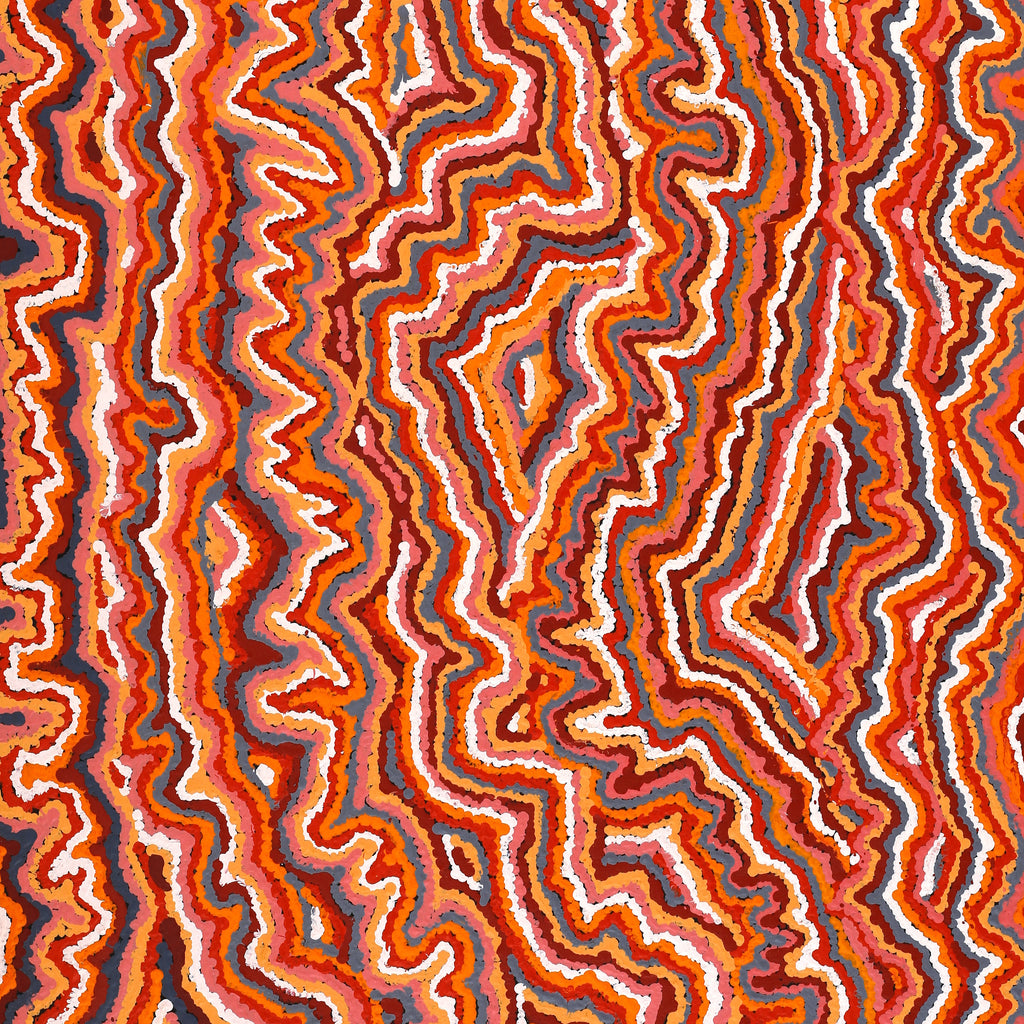 Aboriginal Artwork by Christine Nakamarra Curtis, Mina Mina Jukurrpa, 91x61cm
