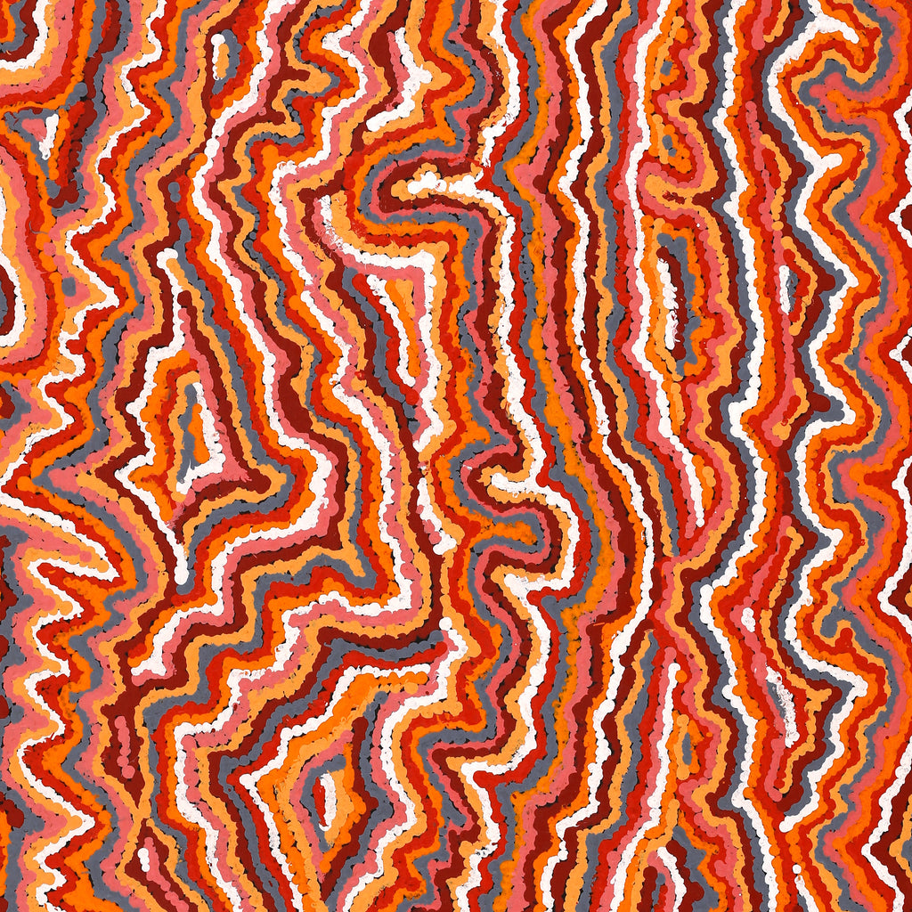 Aboriginal Artwork by Christine Nakamarra Curtis, Mina Mina Jukurrpa, 91x61cm