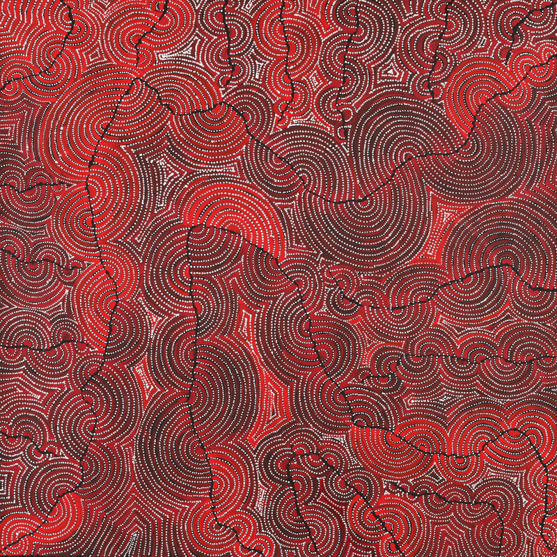 Aboriginal Artwork by Christine Nakamarra Curtis, Mina Mina Jukurrpa, 91x91cm