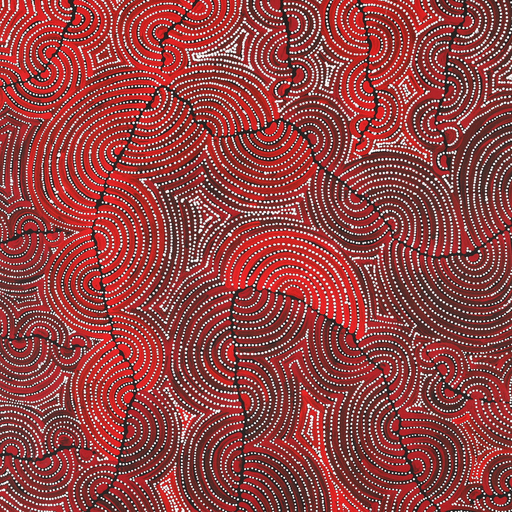Aboriginal Artwork by Christine Nakamarra Curtis, Mina Mina Jukurrpa, 91x91cm