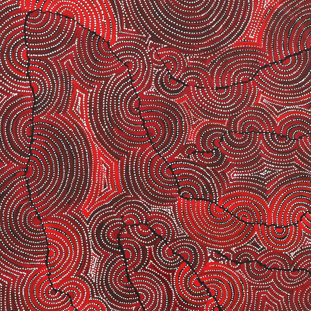 Aboriginal Artwork by Christine Nakamarra Curtis, Mina Mina Jukurrpa, 91x91cm