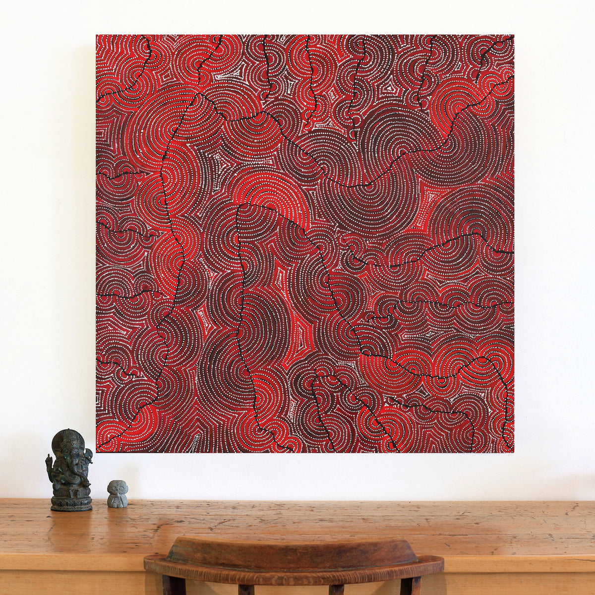 Aboriginal Artwork by Christine Nakamarra Curtis, Mina Mina Jukurrpa, 91x91cm