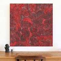 Aboriginal Artwork by Christine Nakamarra Curtis, Mina Mina Jukurrpa, 91x91cm