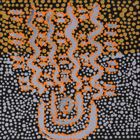 Aboriginal Artwork by Clancy Jangala Watson, Ngapa Jukurrpa (Water Dreaming) - Puyurru, 30x30cm