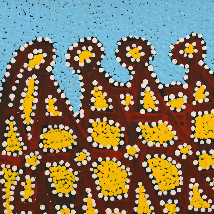 Aboriginal Artwork by Clarissa Nangala Williams, Ngapa Jukurrpa (Water Dreaming) - Puyurru, 30x30cm