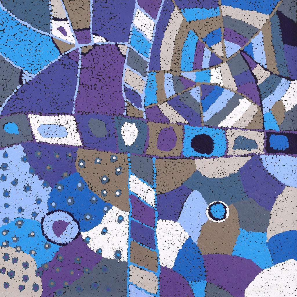 Aboriginal Artwork by Clarissa Nangala Williams, Ngapa Jukurrpa (Water Dreaming) - Puyurru, 61x61cm