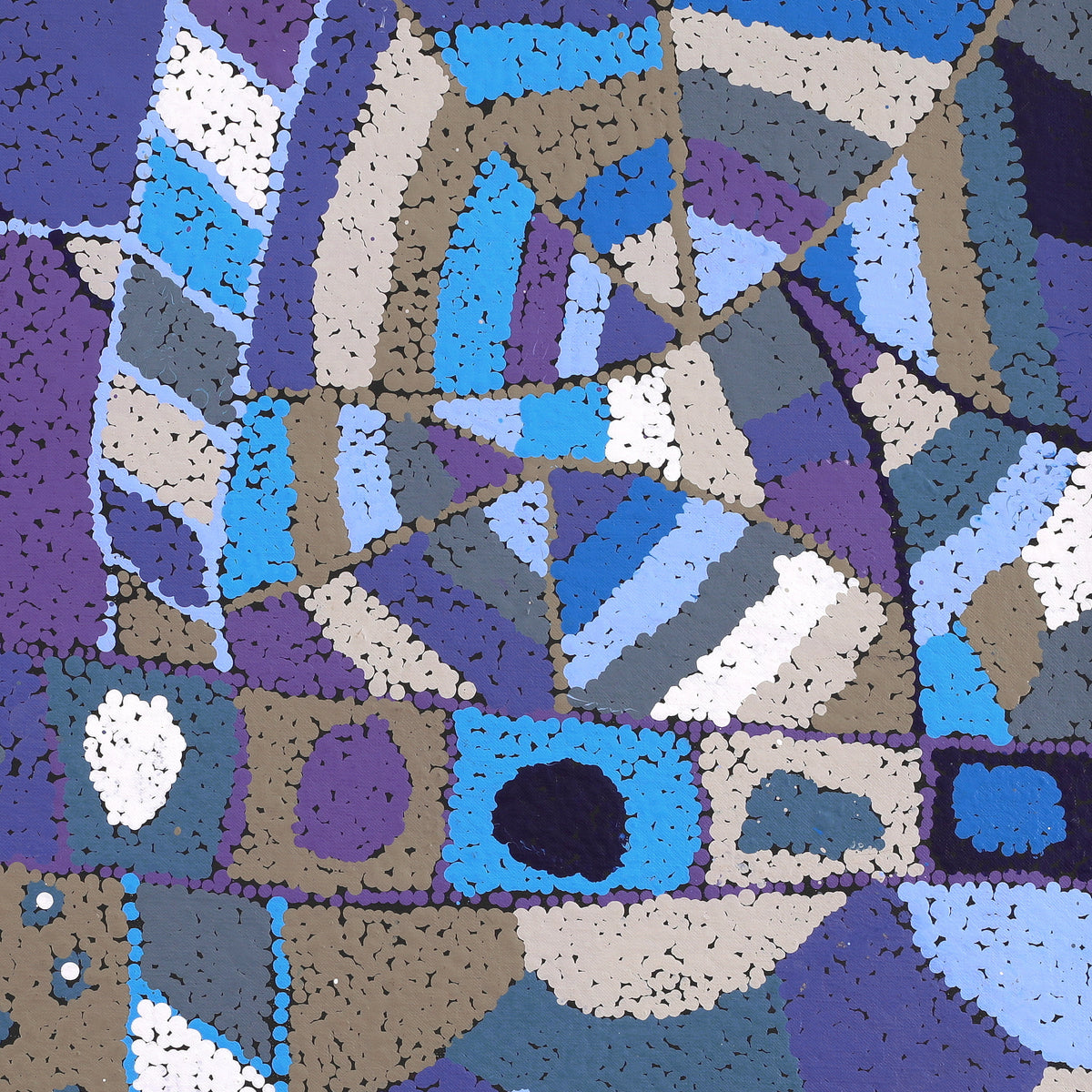 Aboriginal Artwork by Clarissa Nangala Williams, Ngapa Jukurrpa (Water Dreaming) - Puyurru, 61x61cm