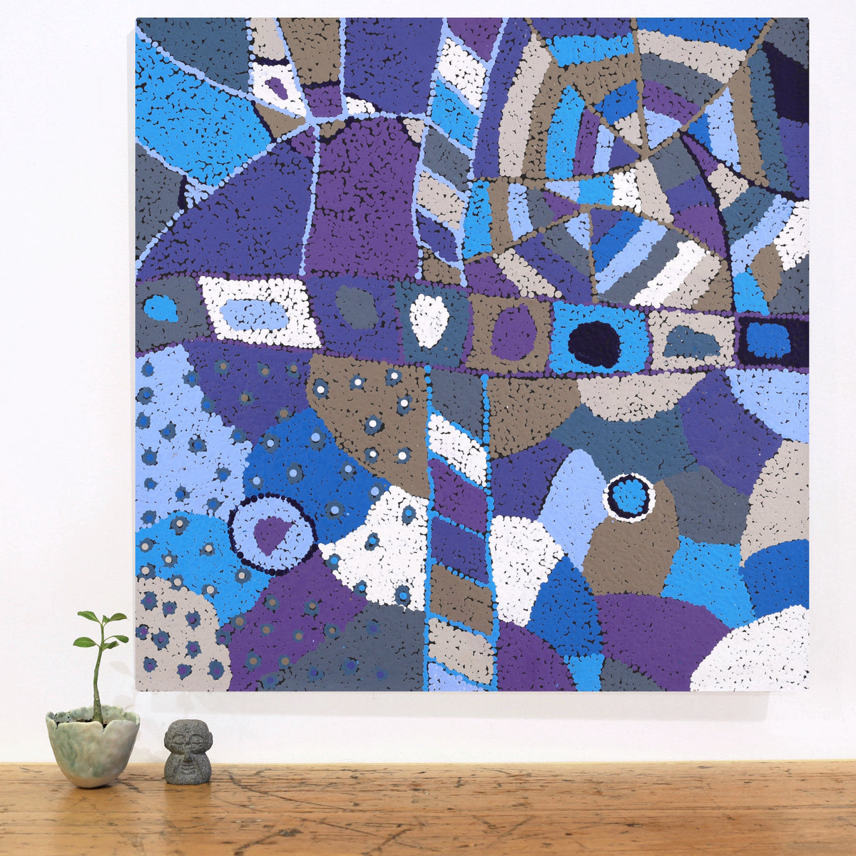 Aboriginal Artwork by Clarissa Nangala Williams, Ngapa Jukurrpa (Water Dreaming) - Puyurru, 61x61cm