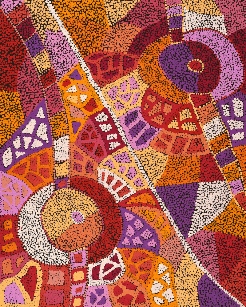 Aboriginal Artwork by Clarissa Nangala Williams, Ngapa Jukurrpa (Water Dreaming) - Puyurru, 76x61cm
