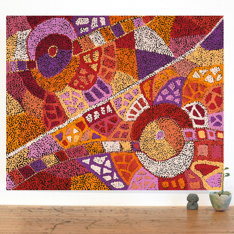 Aboriginal Artwork by Clarissa Nangala Williams, Ngapa Jukurrpa (Water Dreaming) - Puyurru, 76x61cm