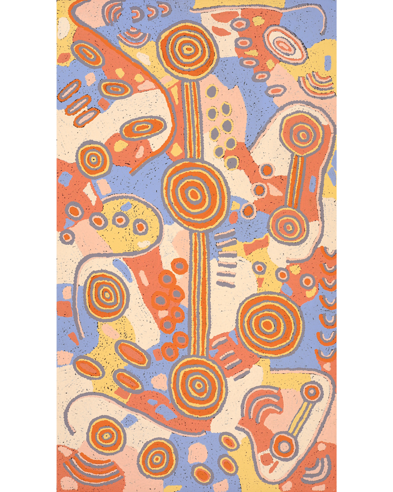 Aboriginal Artwork by Colin Jakamarra Gibson, Yurrampi Jukurrpa (Honey Ant Dreaming), 107x61cm