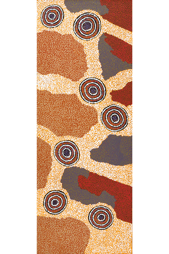 Aboriginal Artwork by Colin Jakamarra Gibson, Yankirri Jukurrpa (Emu Dreaming) - Ngarlikurlangu, 122x46cm