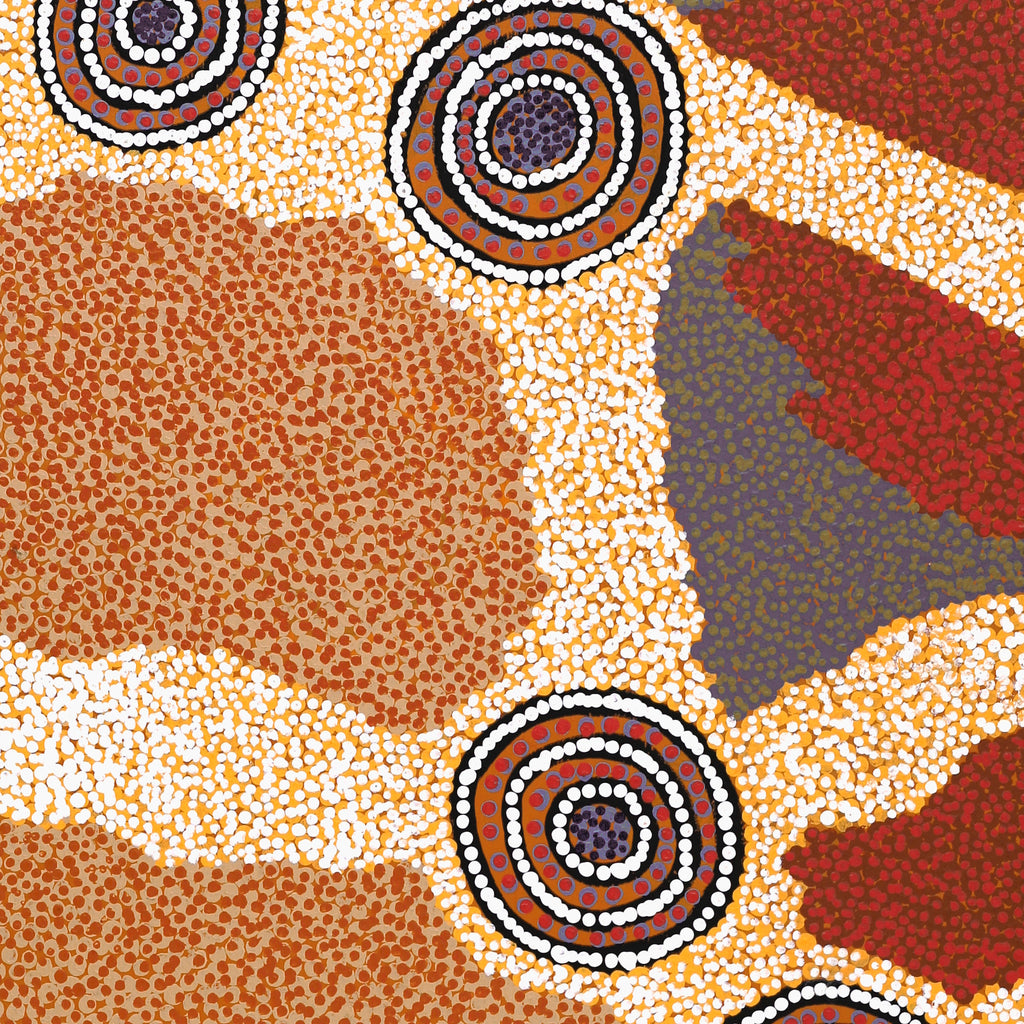 Aboriginal Art by Colin Jakamarra Gibson, Yankirri Jukurrpa (Emu Dreaming) - Ngarlikurlangu, 122x46cm - ART ARK®