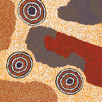 Aboriginal Art by Colin Jakamarra Gibson, Yankirri Jukurrpa (Emu Dreaming) - Ngarlikurlangu, 122x46cm - ART ARK®