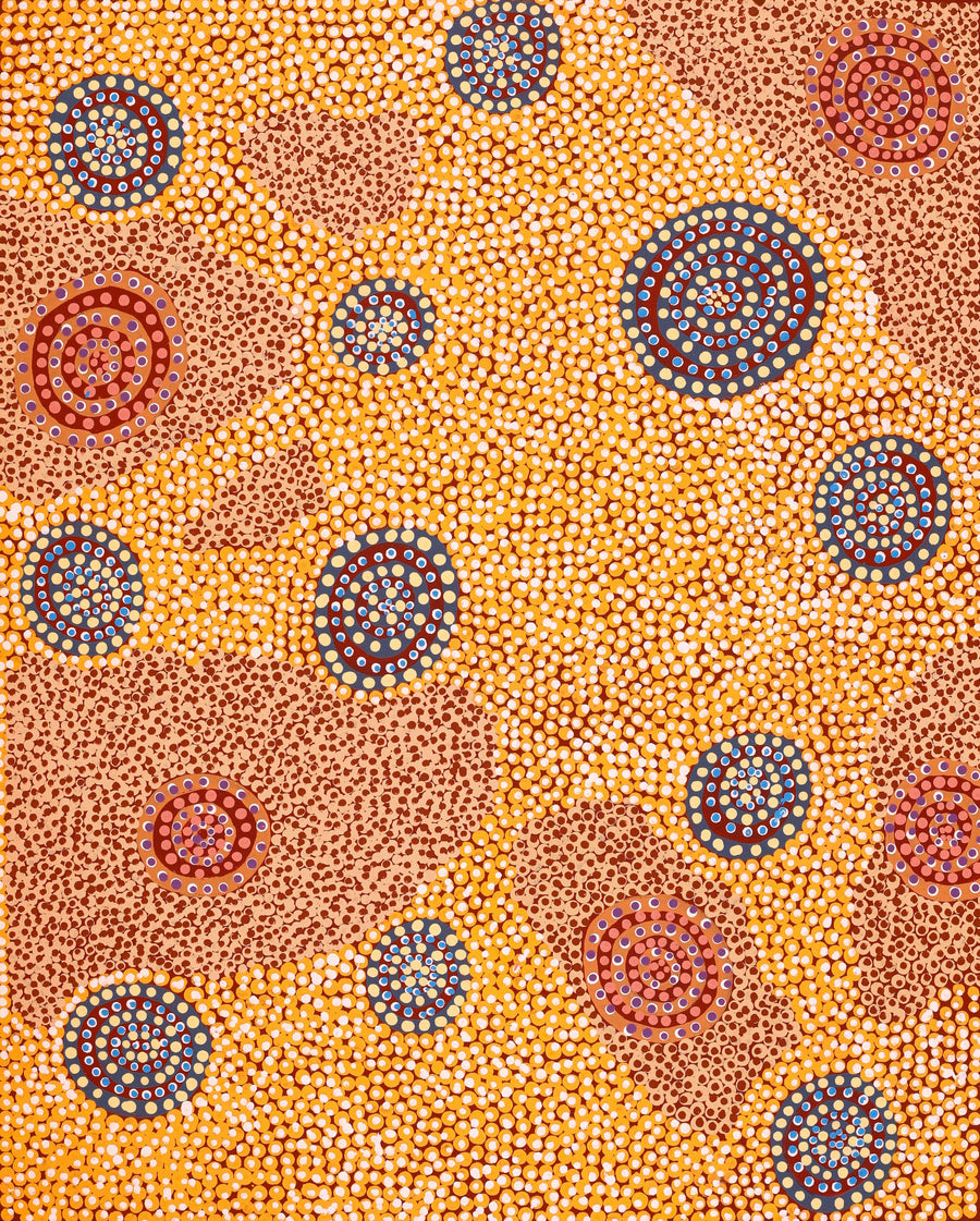Aboriginal Artwork by Colin Jakamarra Gibson, Yankirri Jukurrpa (Emu Dreaming) - Ngarlikurlangu, 76x61cm