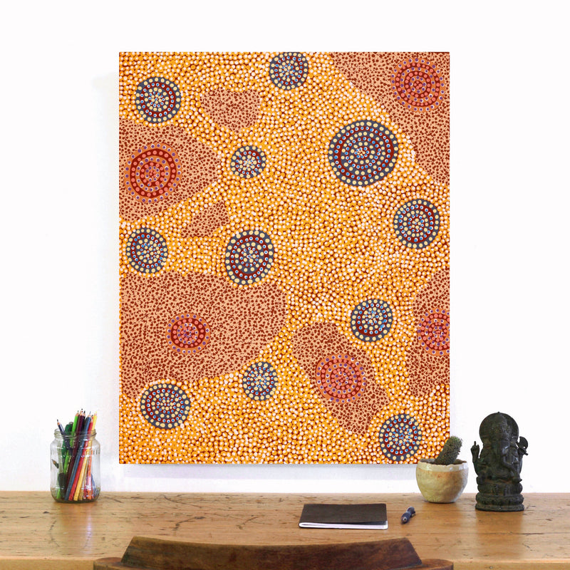Aboriginal Artwork by Colin Jakamarra Gibson, Yankirri Jukurrpa (Emu Dreaming) - Ngarlikurlangu, 76x61cm