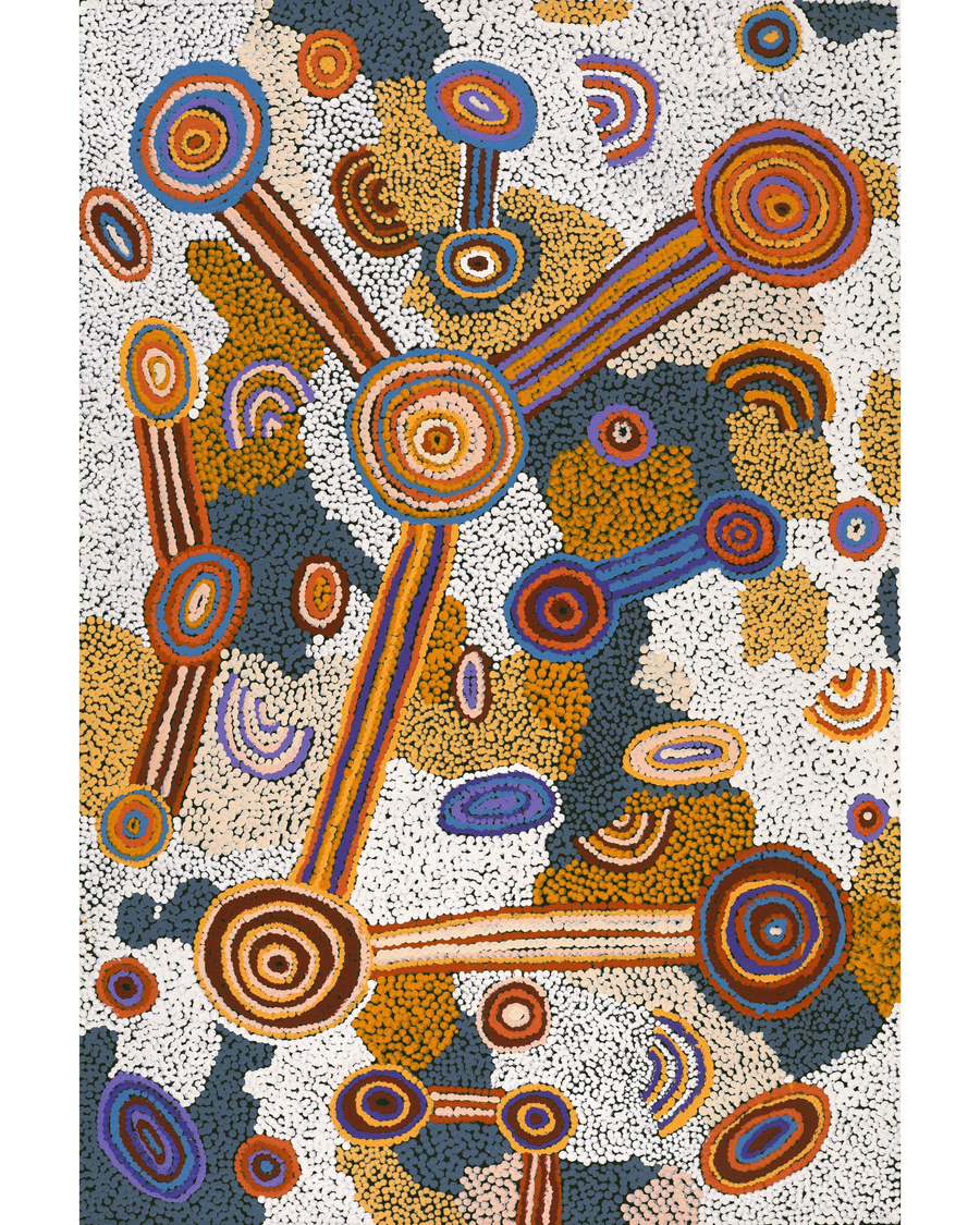 Aboriginal Artwork by Colin Jakamarra Gibson, Yurrampi Jukurrpa (Honey Ant Dreaming), 91x61cm