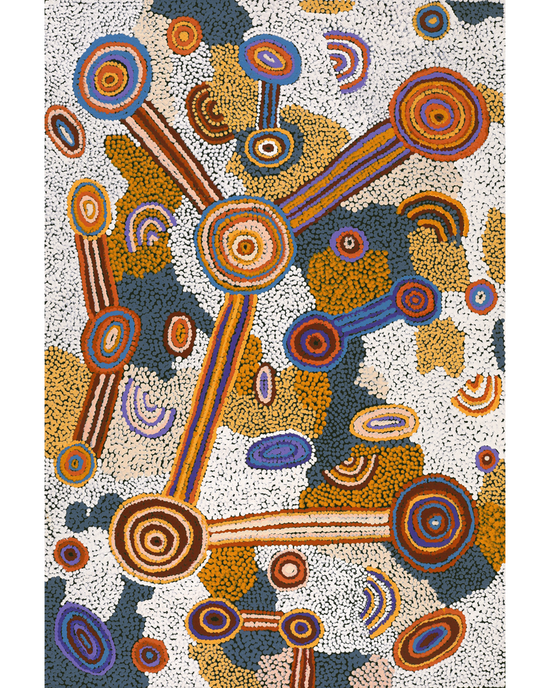 Aboriginal Artwork by Colin Jakamarra Gibson, Yurrampi Jukurrpa (Honey Ant Dreaming), 91x61cm