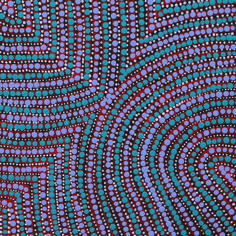 Aboriginal Artwork by Courtney Nampijinpa Singleton, Ngapa Jukurrpa (Water Dreaming) - Mikanji, 30x30cm