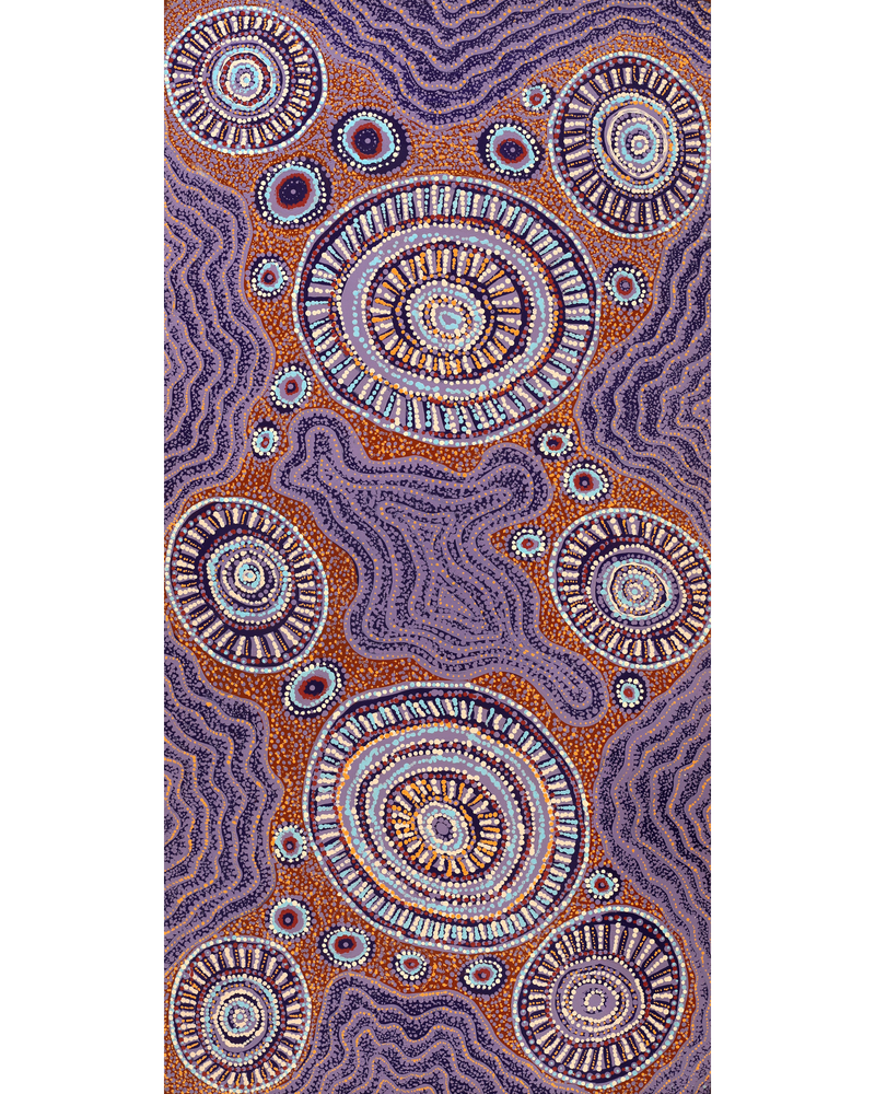 Aboriginal Artwork by Tjaruwa Carolyn Dunn, Piltati Tjukurpa, 120x60cm
