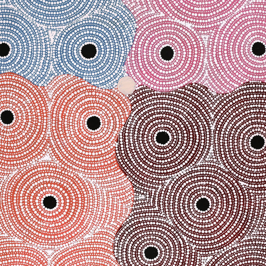 Aboriginal Artwork by Crystal Nungarrayi Morris, Ngapa Jukurrpa (Water Dreaming) - Mikanji, 91x61cm