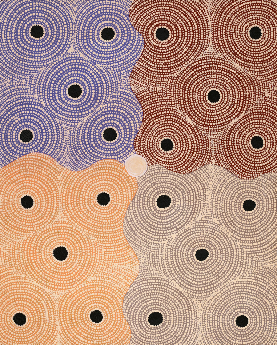 Aboriginal Artwork by Crystal Nungarrayi Morris, Ngapa Jukurrpa (Water Dreaming) - Mikanji, 76x61cm