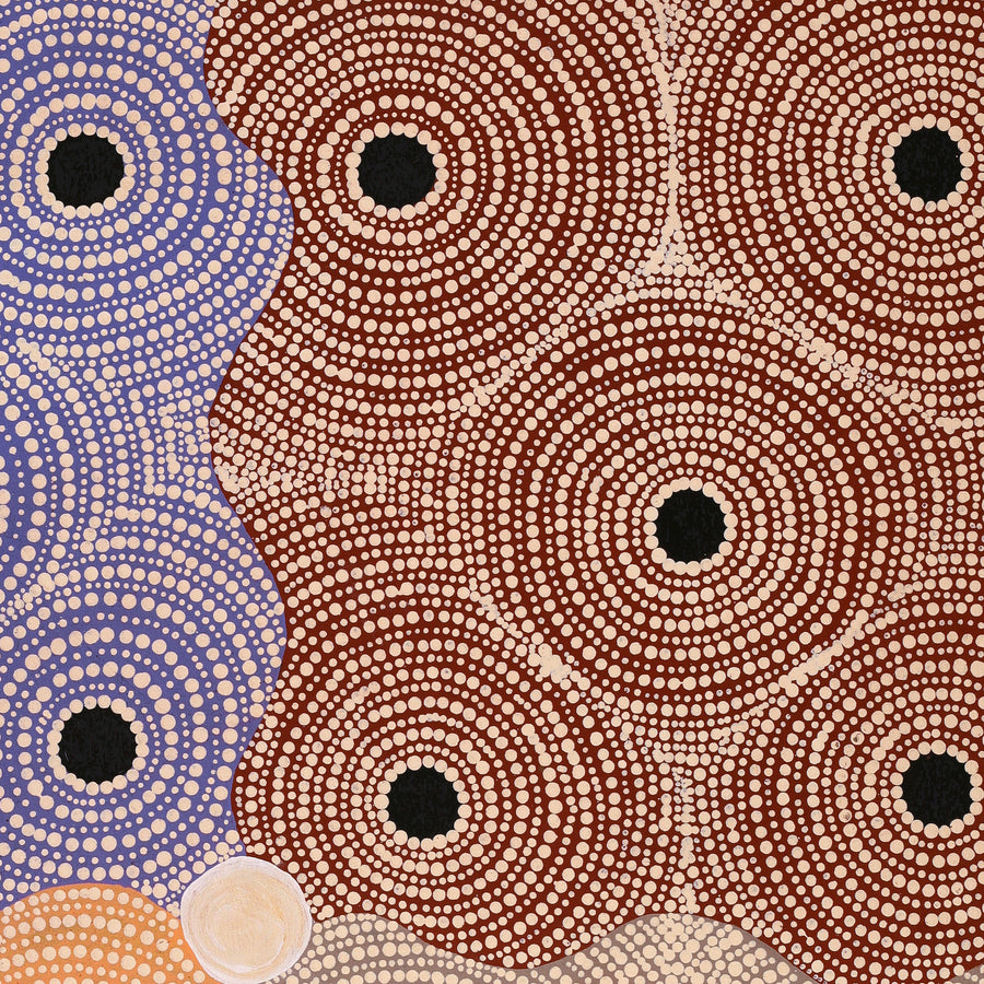 Aboriginal Artwork by Crystal Nungarrayi Morris, Ngapa Jukurrpa (Water Dreaming) - Mikanji, 76x61cm