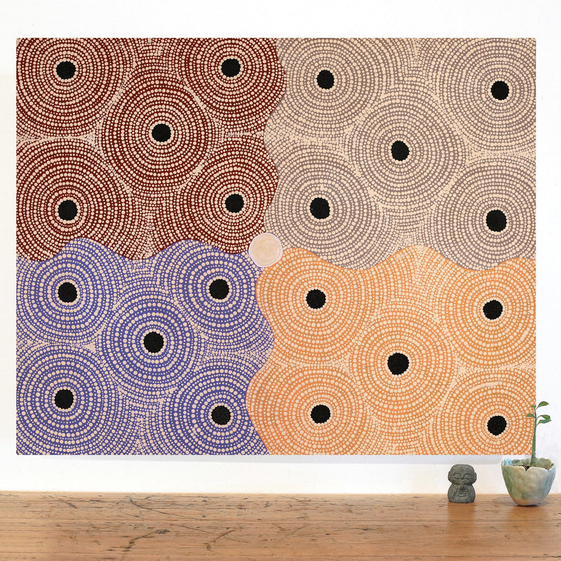 Aboriginal Artwork by Crystal Nungarrayi Morris, Ngapa Jukurrpa (Water Dreaming) - Mikanji, 76x61cm