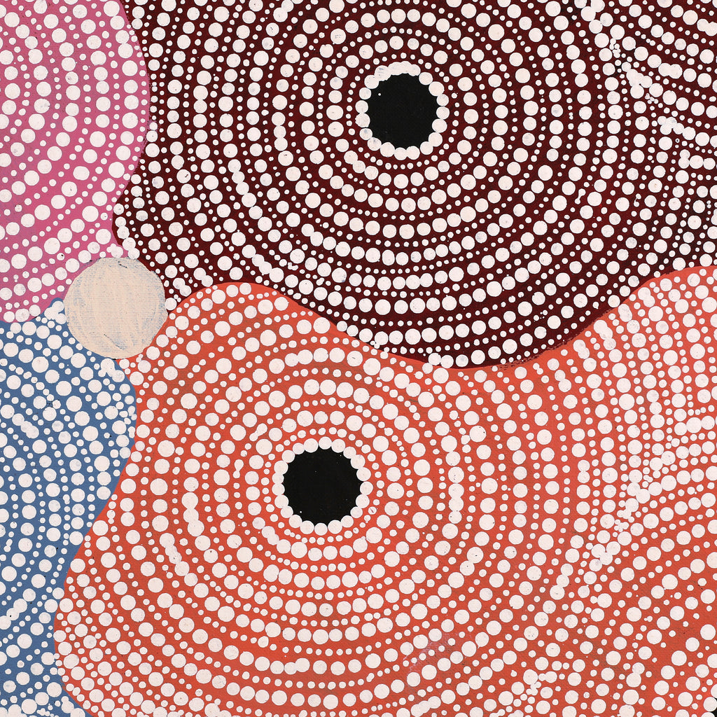 Aboriginal Artwork by Crystal Nungarrayi Morris, Ngapa Jukurrpa (Water Dreaming) - Mikanji, 91x61cm