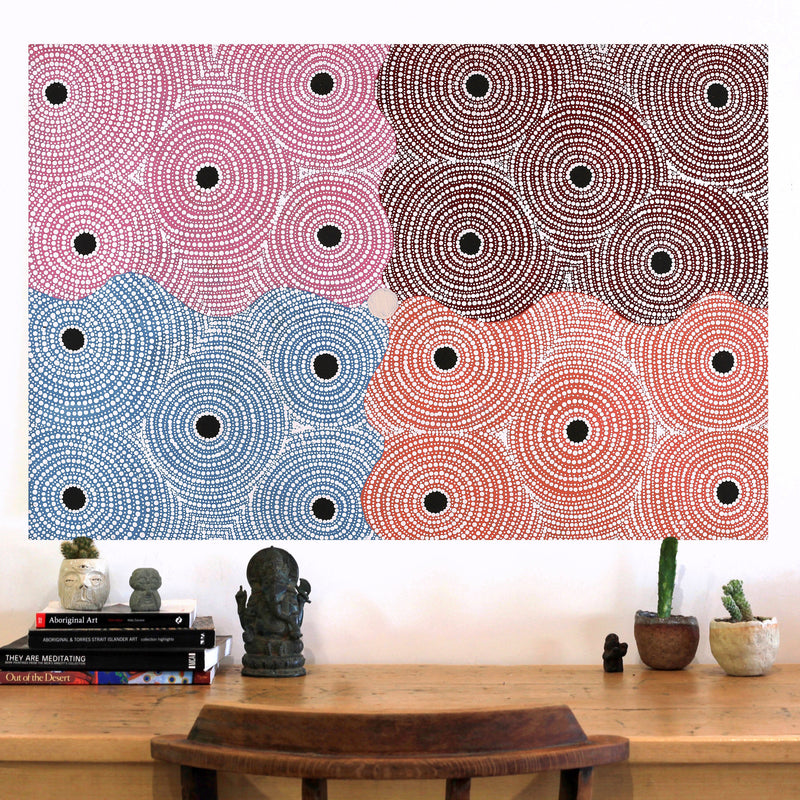 Aboriginal Artwork by Crystal Nungarrayi Morris, Ngapa Jukurrpa (Water Dreaming) - Mikanji, 91x61cm