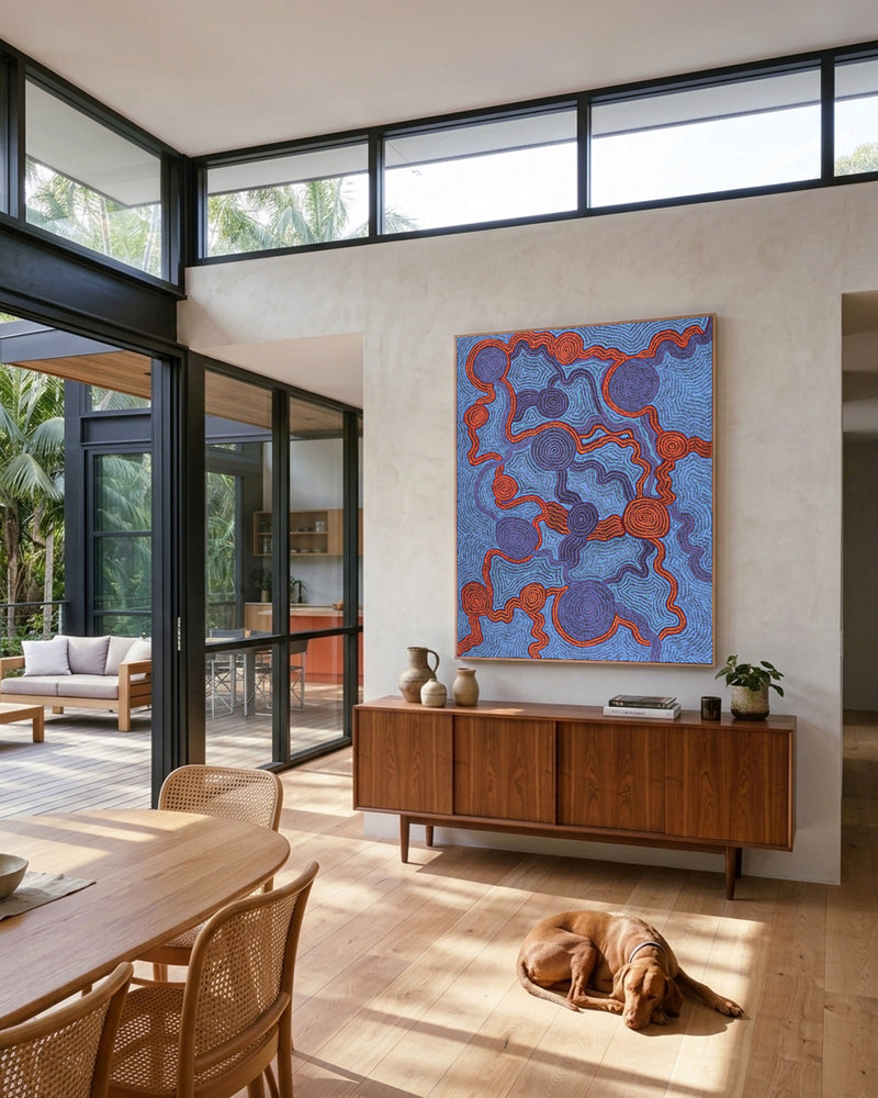 Aboriginal Artwork by Daisybell Kulyuru, Minyma Kutjara(near Ernabella), 150x120cm