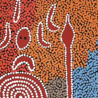 Aboriginal Artwork by Denny Jampijinpa Frank, Wati-jarra Jukurrpa (Two Men Dreaming), 50x40cm