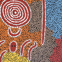 Aboriginal Artwork by Denny Jampijinpa Frank, Wati-jarra Jukurrpa (Two Men Dreaming), 50x40cm