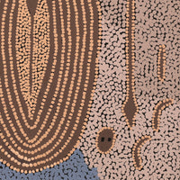 Aboriginal Art by Denny Jampijinpa Frank, Wati-jarra Jukurrpa (Two Men Dreaming), 46x46cm - ART ARK®