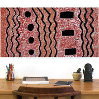 Aboriginal Artwork by Desmond Japangardi Williams, Ngapa Jukurrpa - Pirlinyarnu, 91x46cm