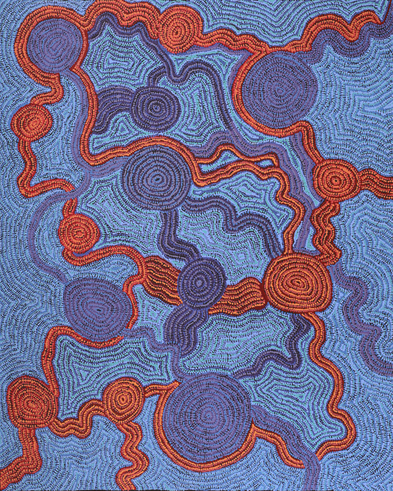 Aboriginal Artwork by Daisybell Kulyuru, Minyma Kutjara(near Ernabella), 150x120cm