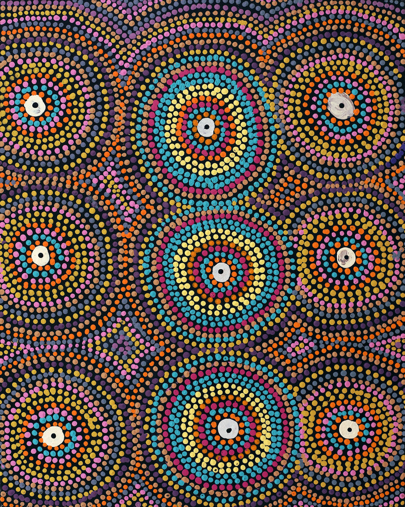 Aboriginal Artwork by Daisy Napangardi Frank, Karnta Jukurrpa (Womens Dreaming), 50x40cm