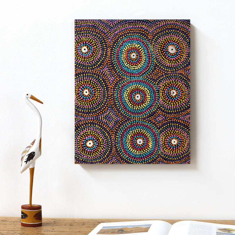 Aboriginal Artwork by Daisy Napangardi Frank, Karnta Jukurrpa (Womens Dreaming), 50x40cm