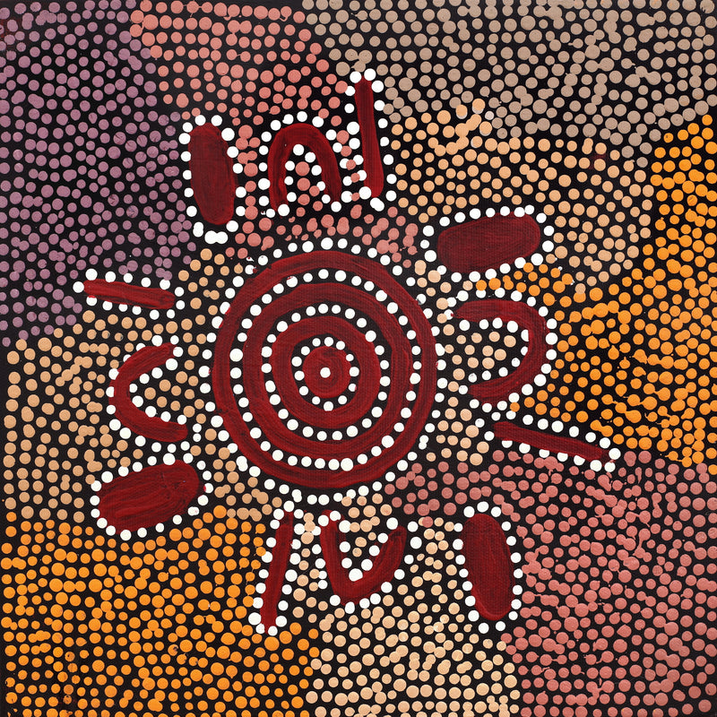 Aboriginal Artwork by Daisy Napangardi Frank, Karnta Jukurrpa (Womens Dreaming), 30x30cm