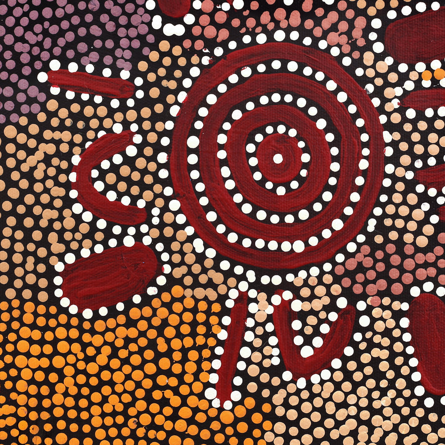 Aboriginal Artwork by Daisy Napangardi Frank, Karnta Jukurrpa (Womens Dreaming), 30x30cm