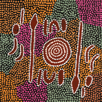 Aboriginal Artwork by Daisy Napangardi Frank, Karnta Jukurrpa (Womens Dreaming), 30x30cm