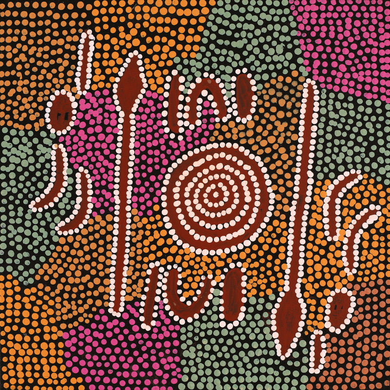 Aboriginal Artwork by Daisy Napangardi Frank, Karnta Jukurrpa (Womens Dreaming), 30x30cm
