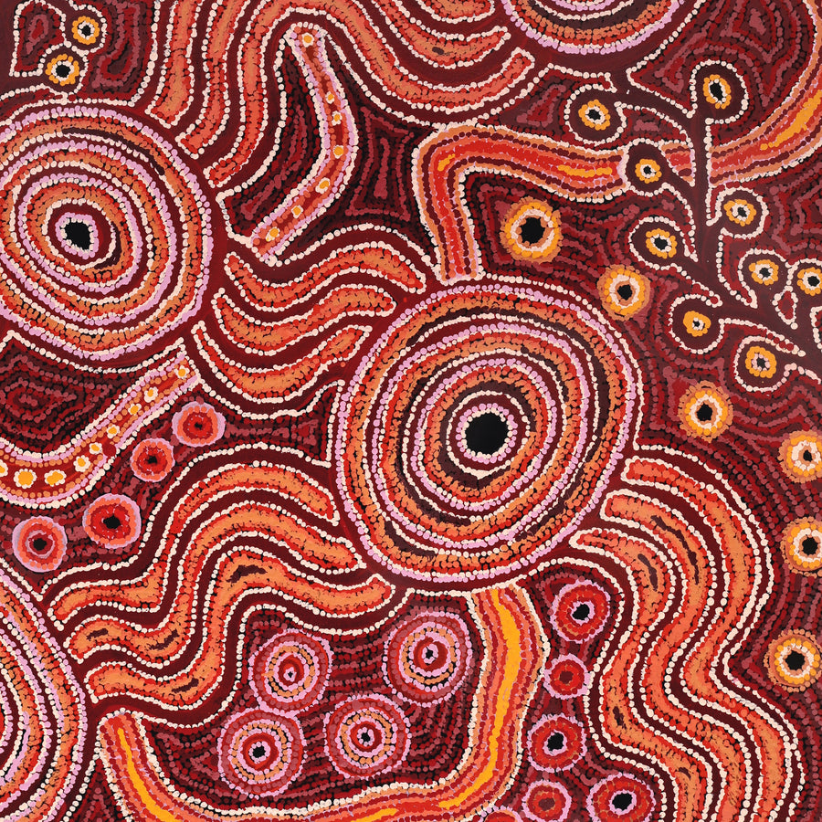 Aboriginal Artwork by Daisybell Kulyuru, Minyma Kutjara(near Ernabella), 122x91cm